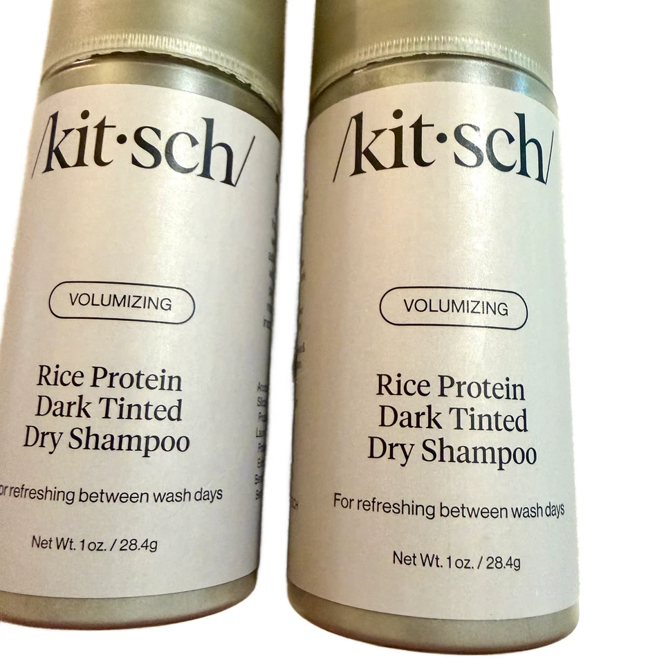 Lot of 2 Kitsch Volumizing Dark Tinted Dry Shampoo Rice Protein 1oz New Kit•sch