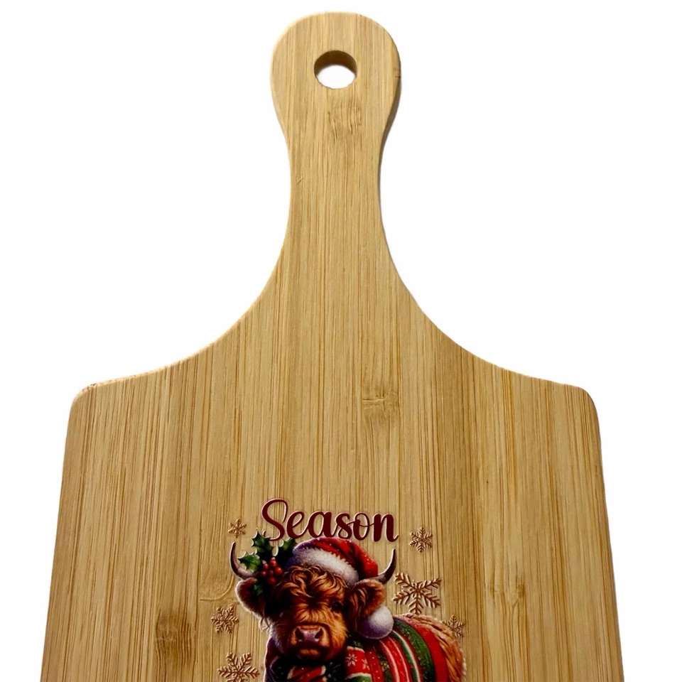 Highland Cow Decorative Cutting Board Homemade Christmas Winter 11" Decoration
