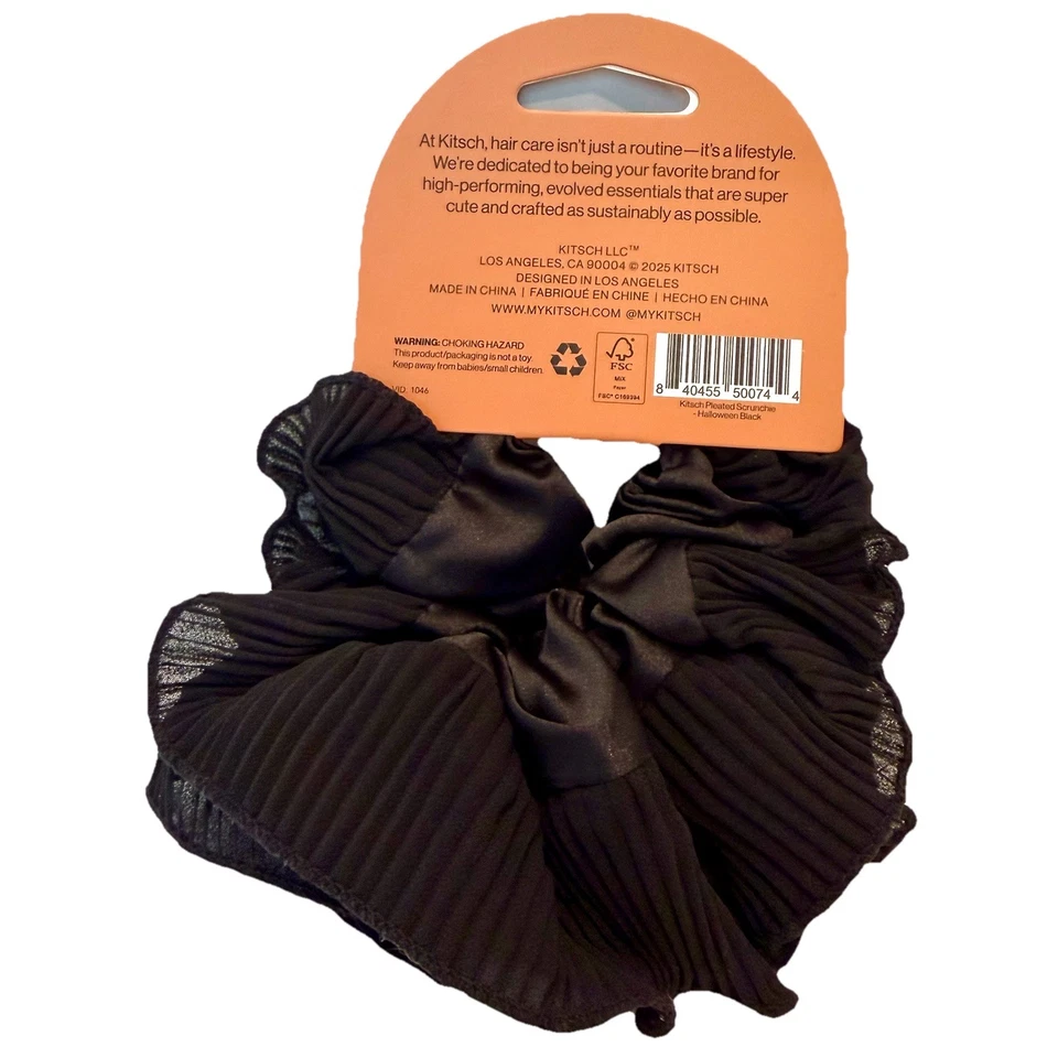Kit•sch Mini Metal Travel Brush & Pleated Scrunchie Extra Gentle New 2pc Lot