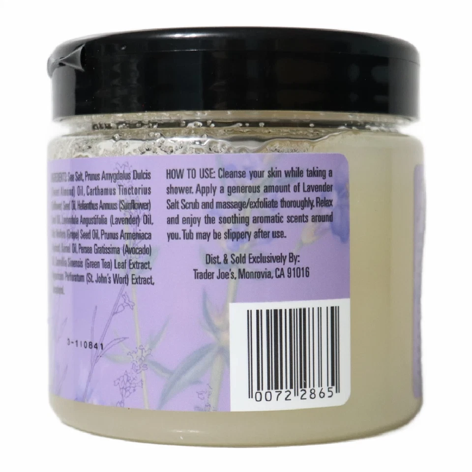 TRADER JOE's LAVENDER SALT SCRUB 20oz Spa Skin Care Beauty Exfoliate Moisturizer