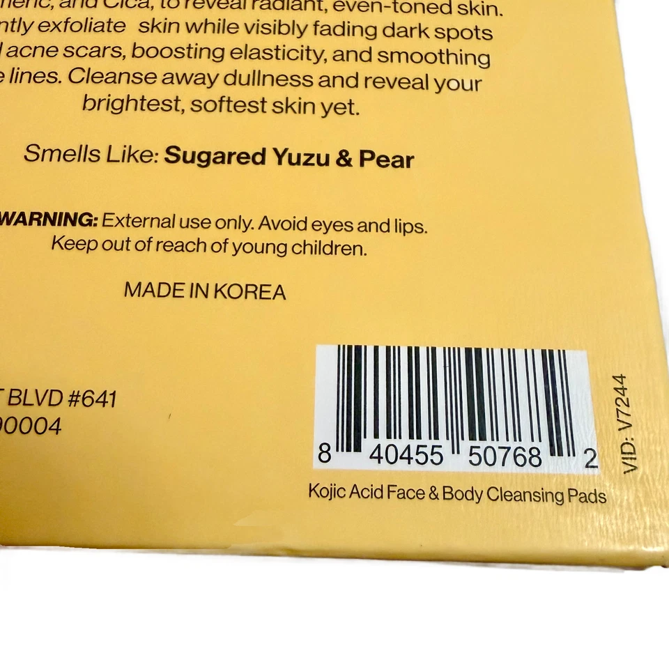 Kitsch Kojic Acid Face & Body 50 Cleansing Pads Brightening Dark Spots New