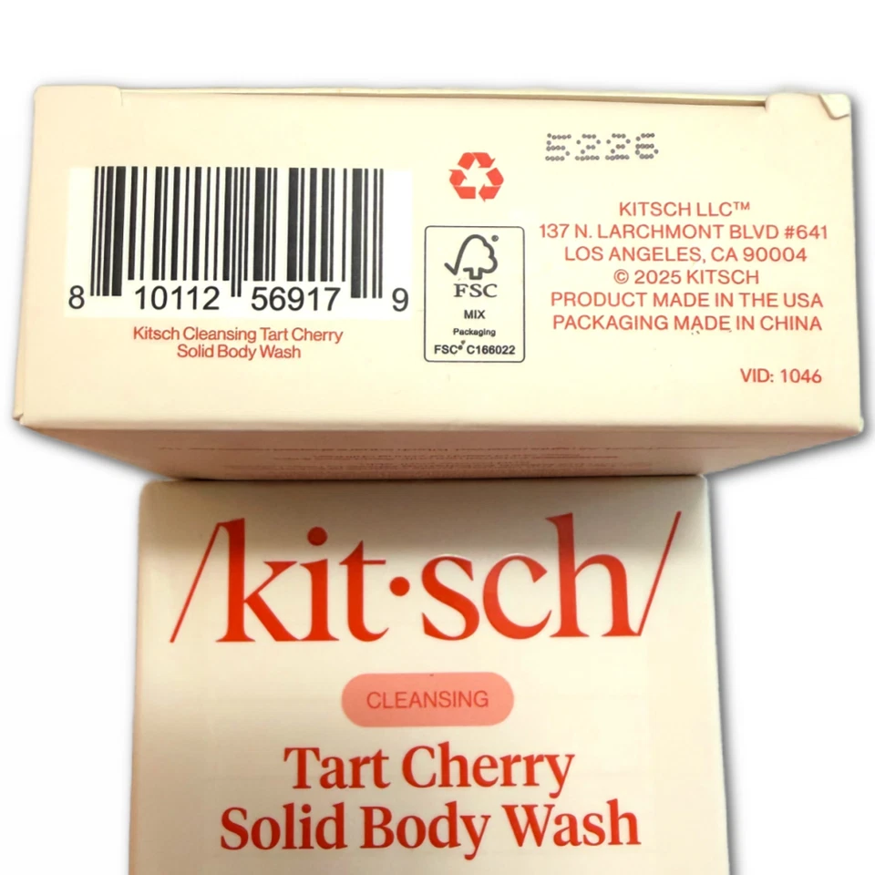 Kit•sch Cleansing Tart Cherry Solid Body Wash Bar Lot of 2 BNIB Kitsch Soap