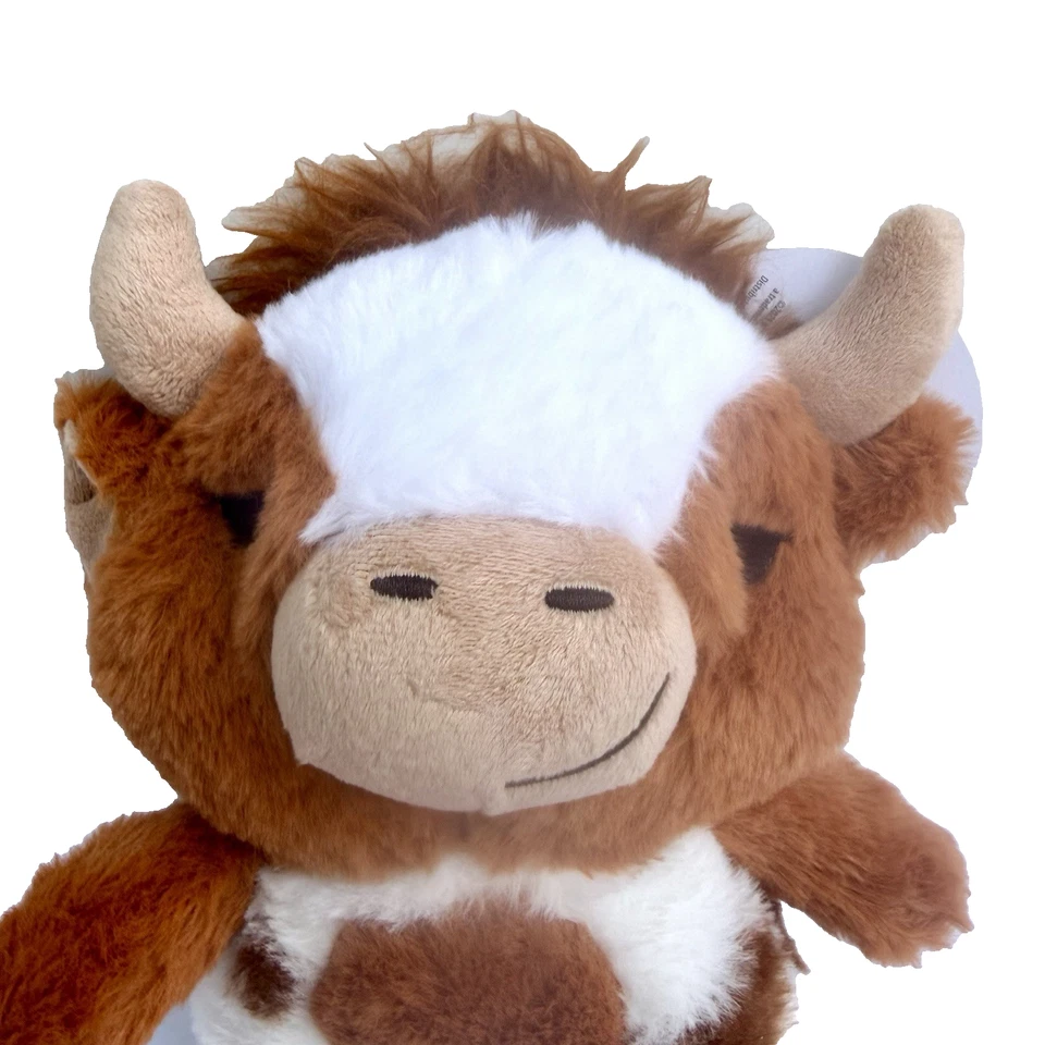 Highland Cow Plush Stuffed Toy 10.5 Inch Brown & White New