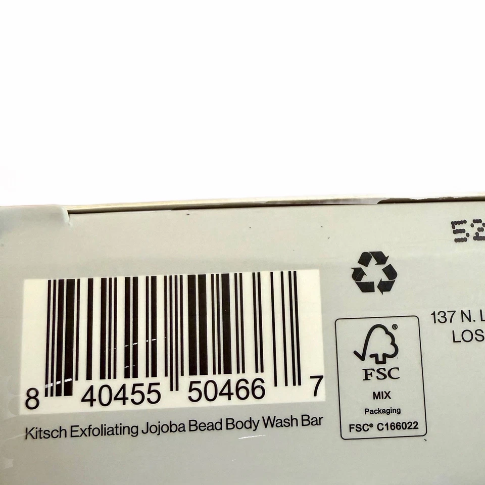 Kit•sch Jojoba Bead Exfoliating Body Wash Bar Lot of 2 BNIB Kitsch Soap