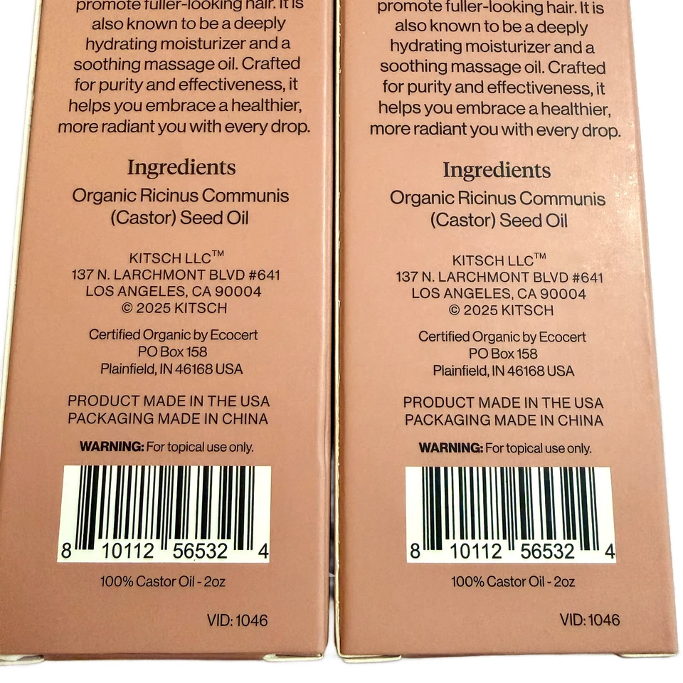 Kitsch 100% Pure Cold-Pressed Castor Oil For all hair Types