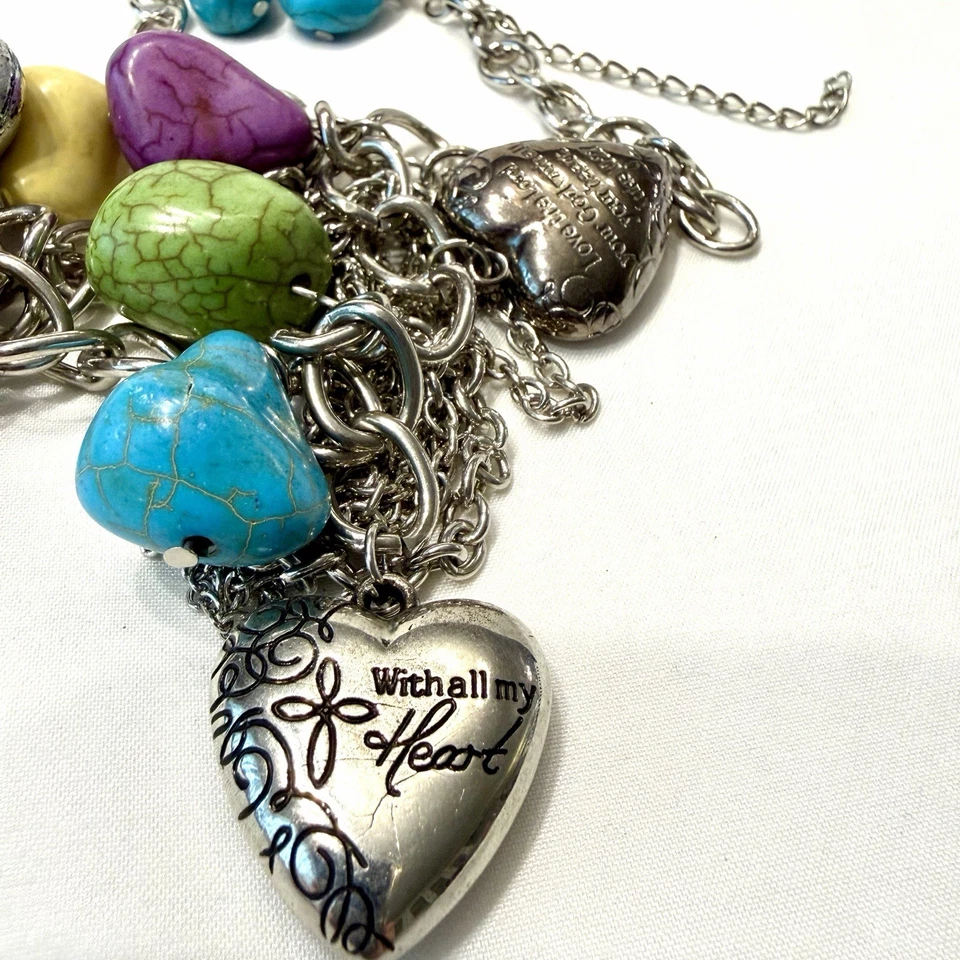 Stone Mixed Custom Jewelry Lot Heart Bible Scripture Necklace & 2 Earrings NEW