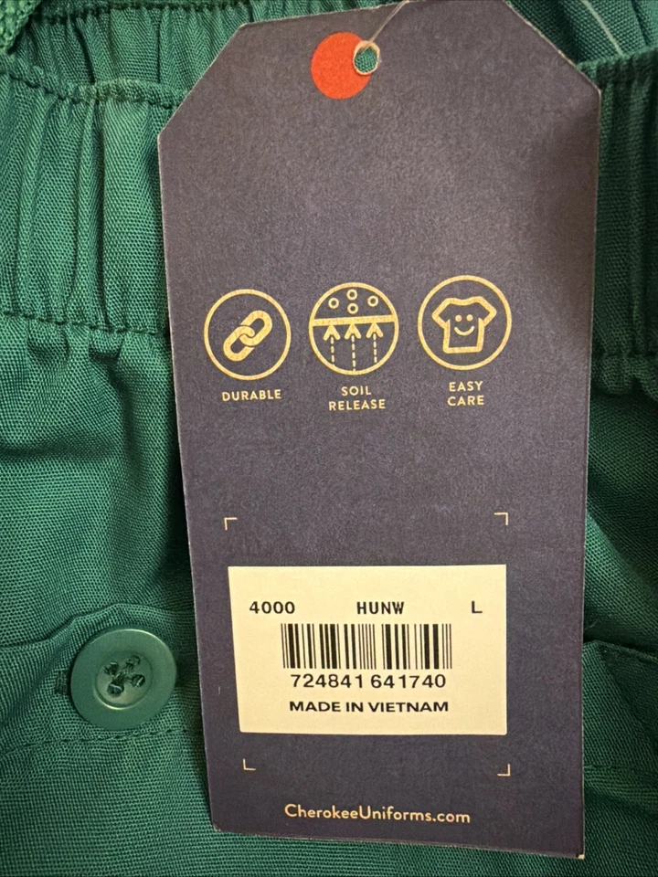 Cherokee Mens Scrub Size Large Pants Workwear 7 Pocket Cargo Hunter Green 4000