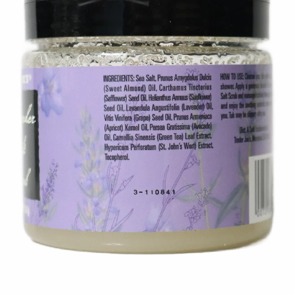 TRADER JOE's LAVENDER SALT SCRUB 20oz Spa Skin Care Beauty Exfoliate Moisturizer