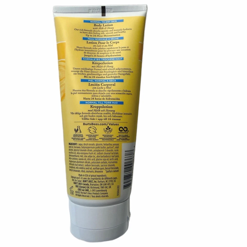 Burt’s Bees Body Lotion w/ Milk & Honey for Normal to Dry Skin 6oz New Sealed