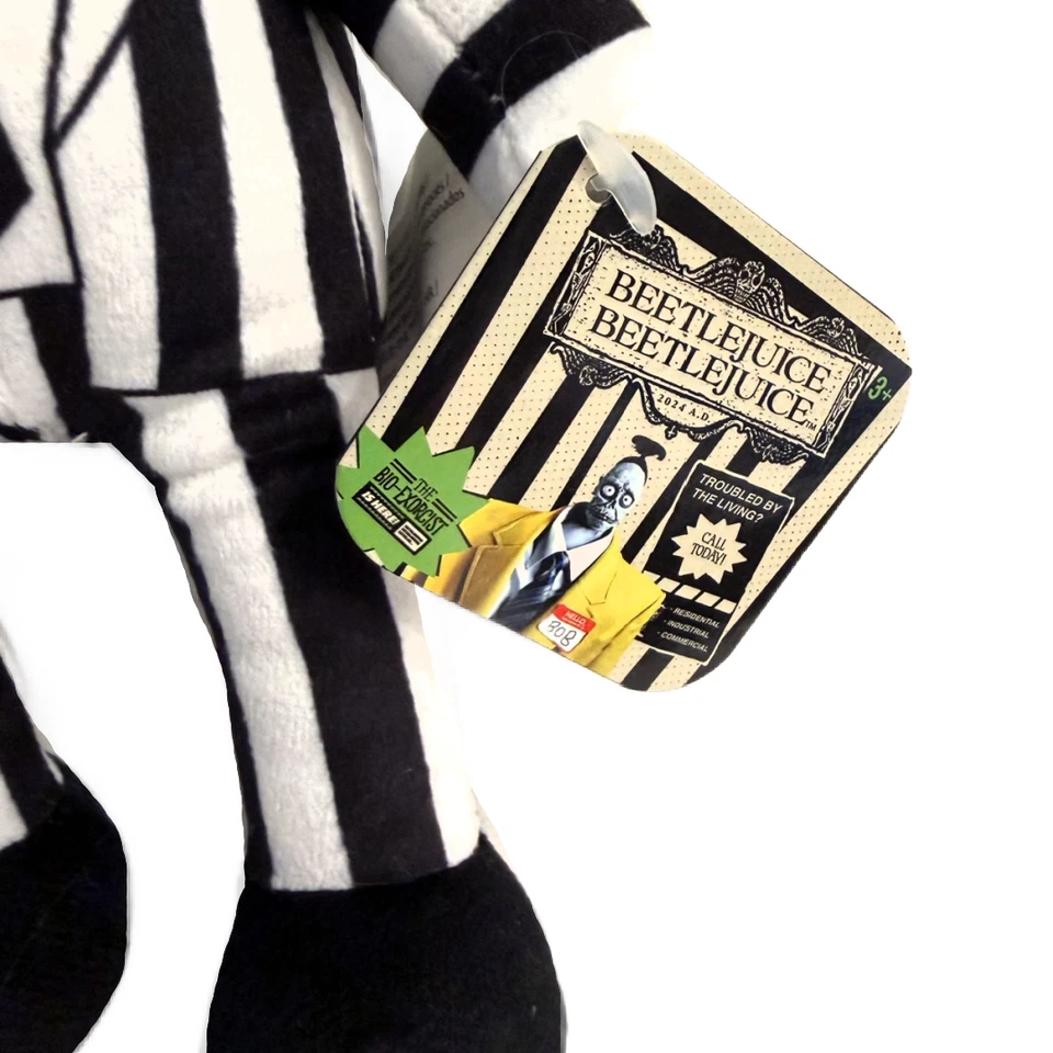 Licensed Beetlejuice 7" Plush 2024 Movie Halloween Plush Embroidered NWT