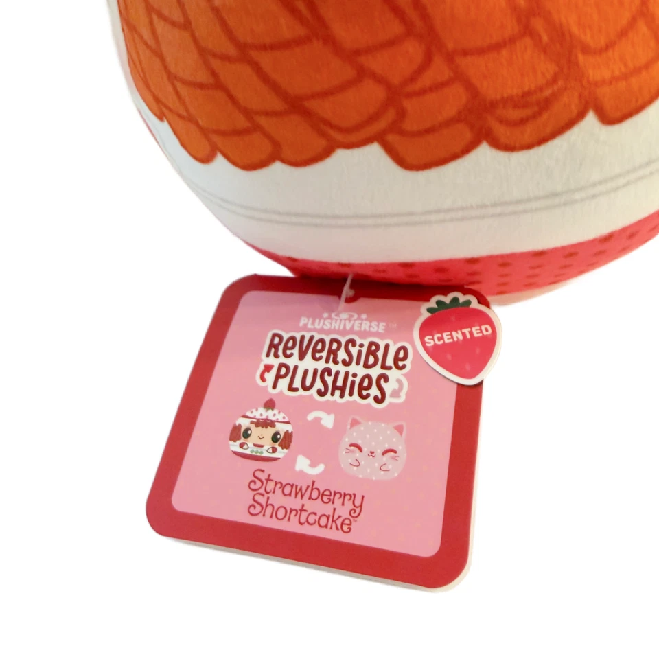 TeeTurtle Strawberry Shortcake & Custard Cat Scented Reversible Plush NWT Kawaii