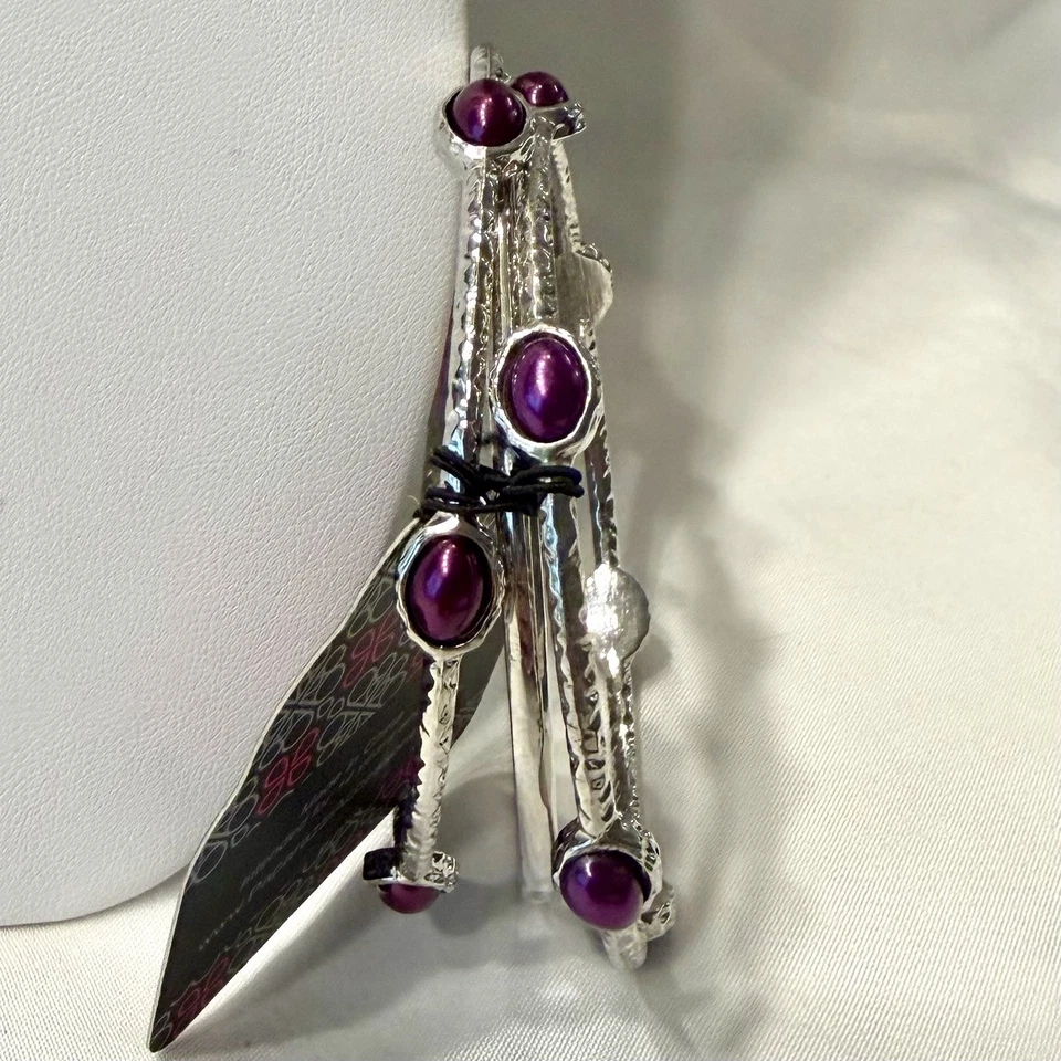 Purple Faux Pearl Custom Mixed Jewelry Necklace Bangle Bracelets Earrings NEW