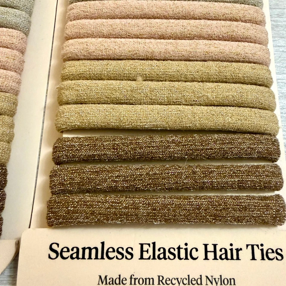 Kit•sch Neutral Glitter Seamless Elastics Lot of 2 Ponytail Braids Buns New 24pc