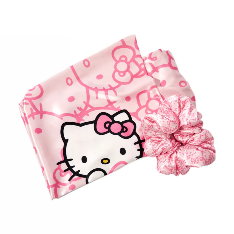 Hello Kitty x Kit•sch Lot 2 Sets Satin Pillow, Heatless Styling, Scrunchie, Claw