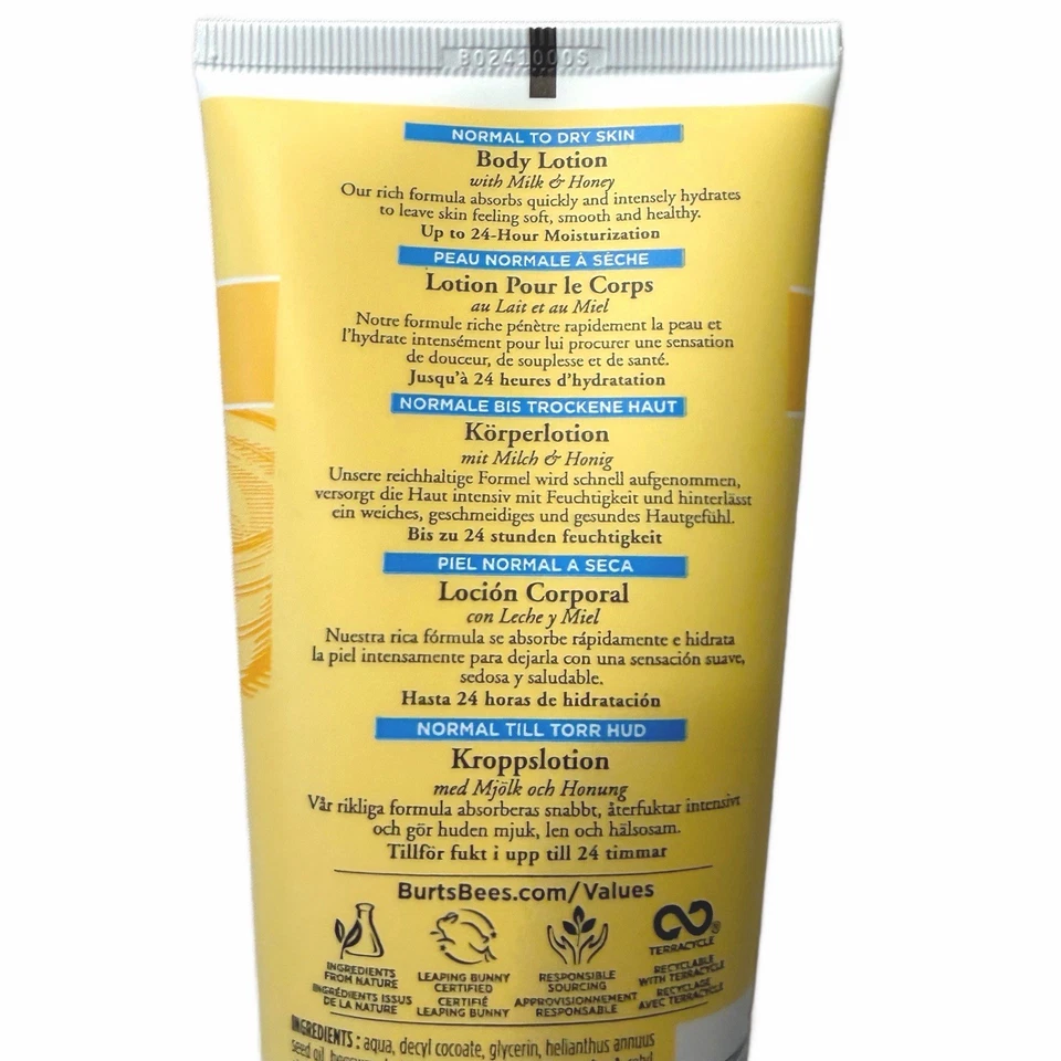 Burt’s Bees Body Lotion w/ Milk & Honey for Normal to Dry Skin 6oz New Sealed