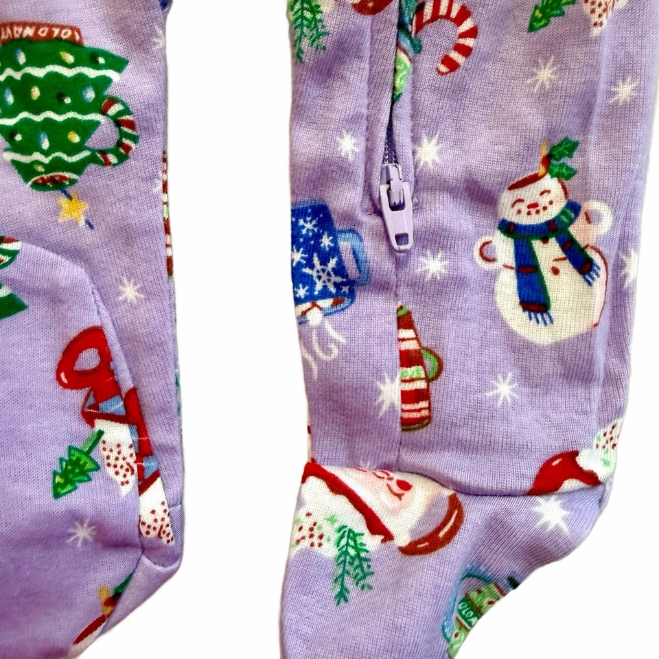Purple Baby Zip Sleep & Play PJs Christmas Long Sleeve NWT
