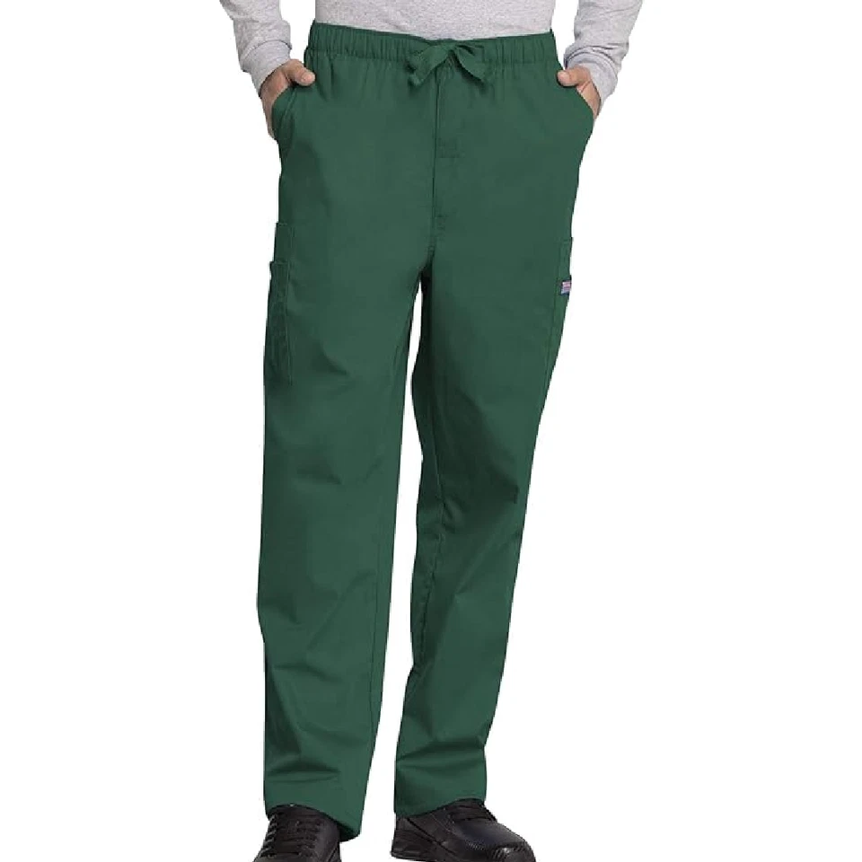 Cherokee Mens Scrub Size Large Pants Workwear 7 Pocket Cargo Hunter Green 4000