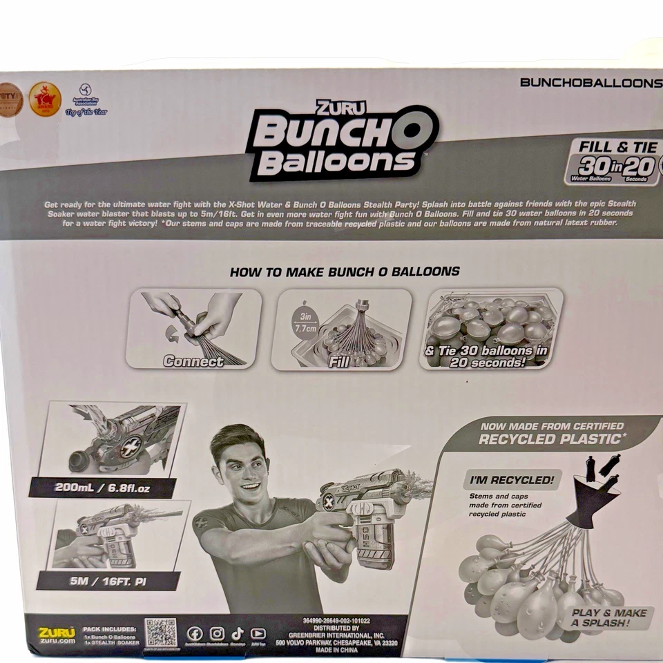 2 Zuru X Shot Water Blasters 30 Self-Sealing Bunch O Balloons Stealth Soaker Lot