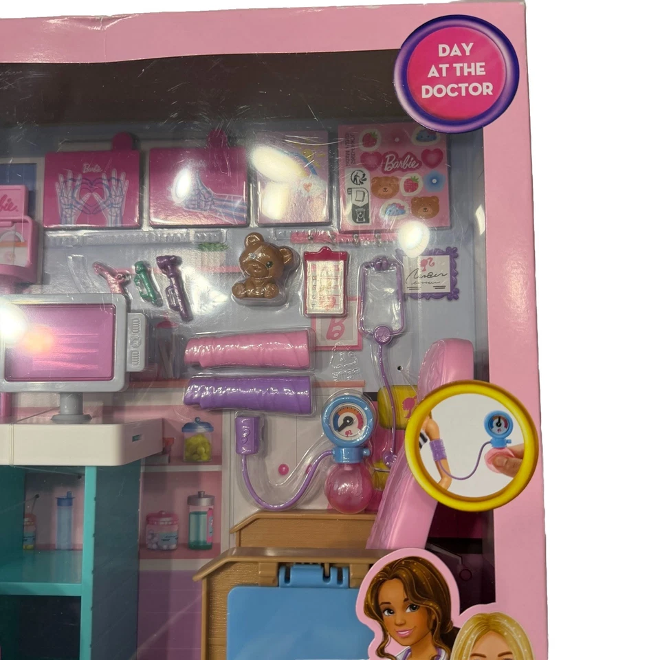 Mattel Barbie Doll Nurse Doctor Office Scrubs Stethoscope Cast X-rays New Lot