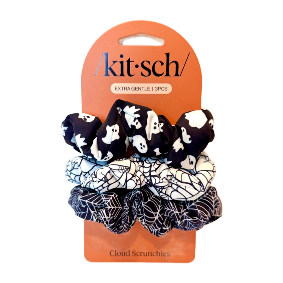 Kit•sch New Lot of 6 Sets Black Hair Barrettes, Clips & Scrunchies Spider Ghost