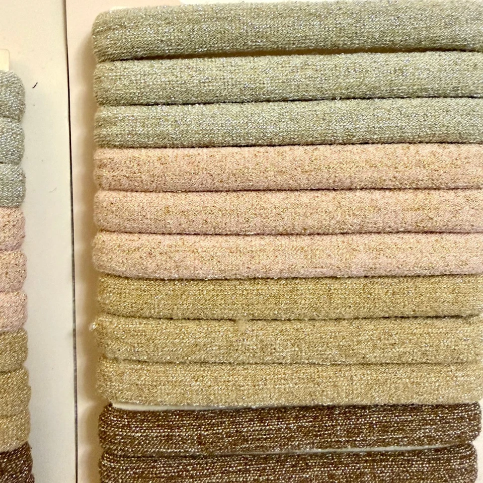 Kit•sch Neutral Glitter Seamless Elastics Lot of 2 Ponytail Braids Buns New 24pc