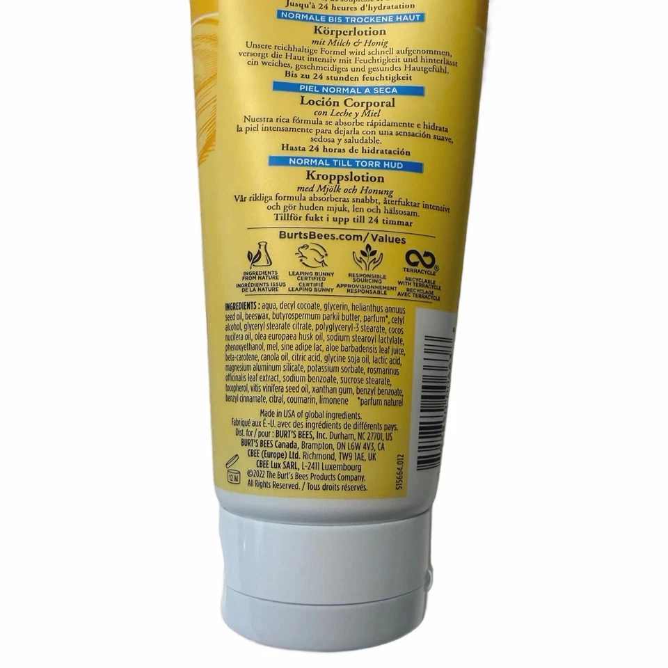Burt’s Bees Body Lotion w/ Milk & Honey for Normal to Dry Skin 6oz New Sealed