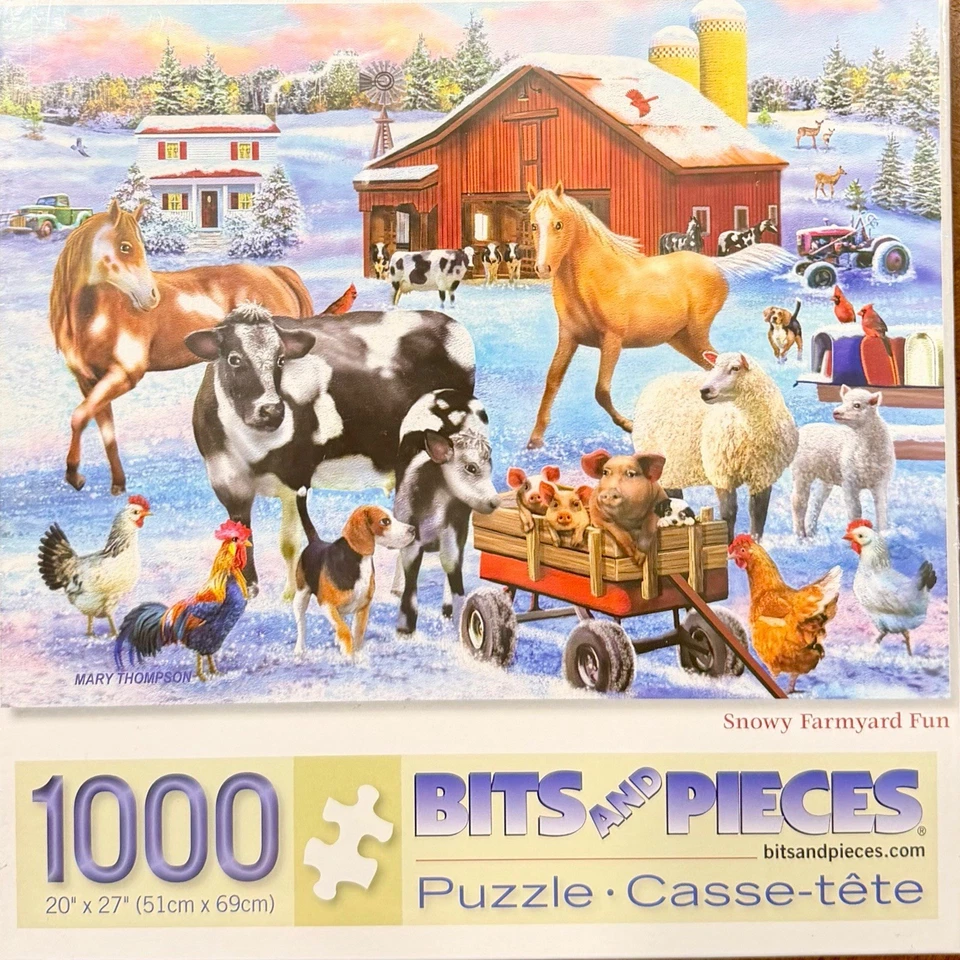 Lot of 5 SEALED 1000 Piece Jigsaw Puzzles Americana Animals Horses Ships Snow