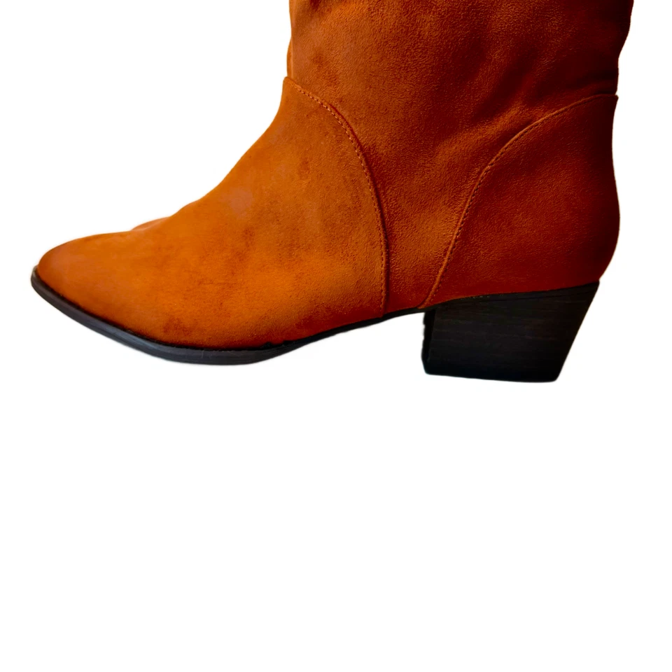 Women's Felicity Boots Size 11 Wide Mid-Calf Suede Copper 2" Heel NIB