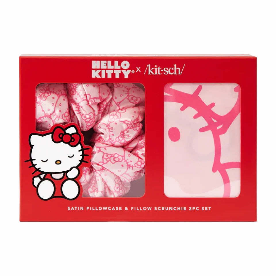 Hello Kitty x Kit•sch Lot 2 Sets Satin Pillow, Heatless Styling, Scrunchie, Claw