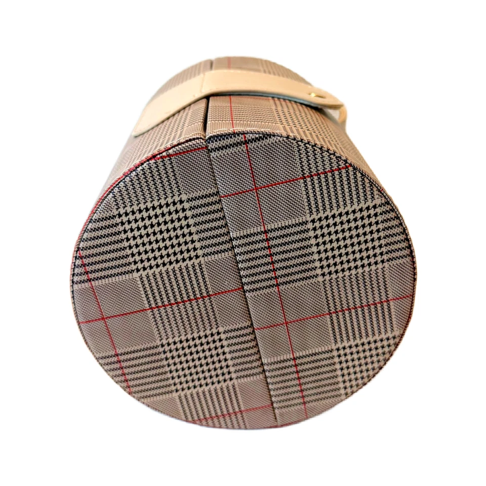 Longjet Travel Jewelry Organizer Portable Roll 3-Tiered Storage Brown Checker
