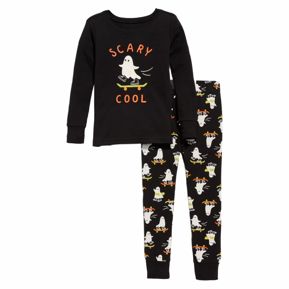 Halloween Baby 2pc PJs Ghost Skateboard 6-12 Months Long Sleeve Top Pants NWT