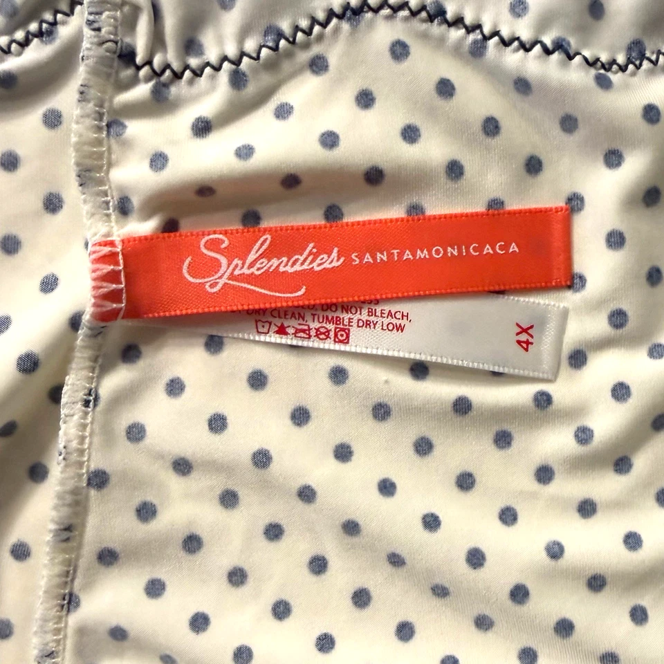 Splendies Cheeky Panties Michelle White w/ Blue Polka Dot & Lace NWT