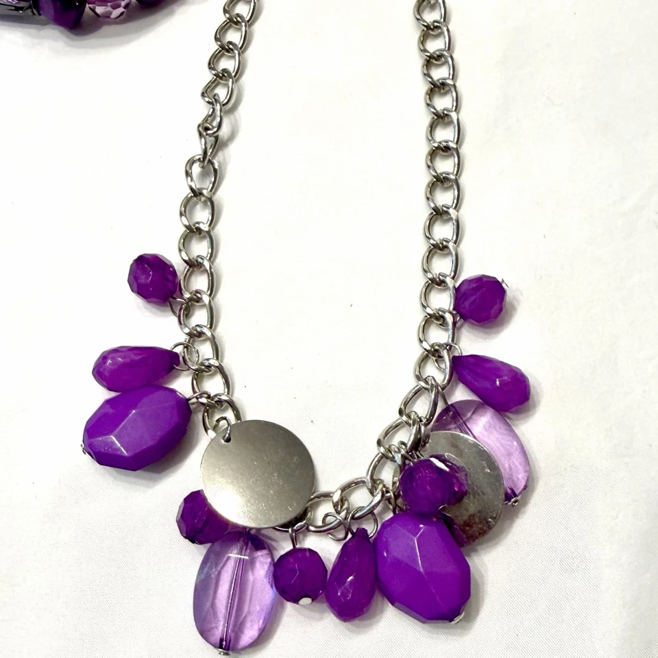 Purple Beaded Mixed Custom Jewelry Lot Necklace 2 Bracelets 2 Earrings NEW