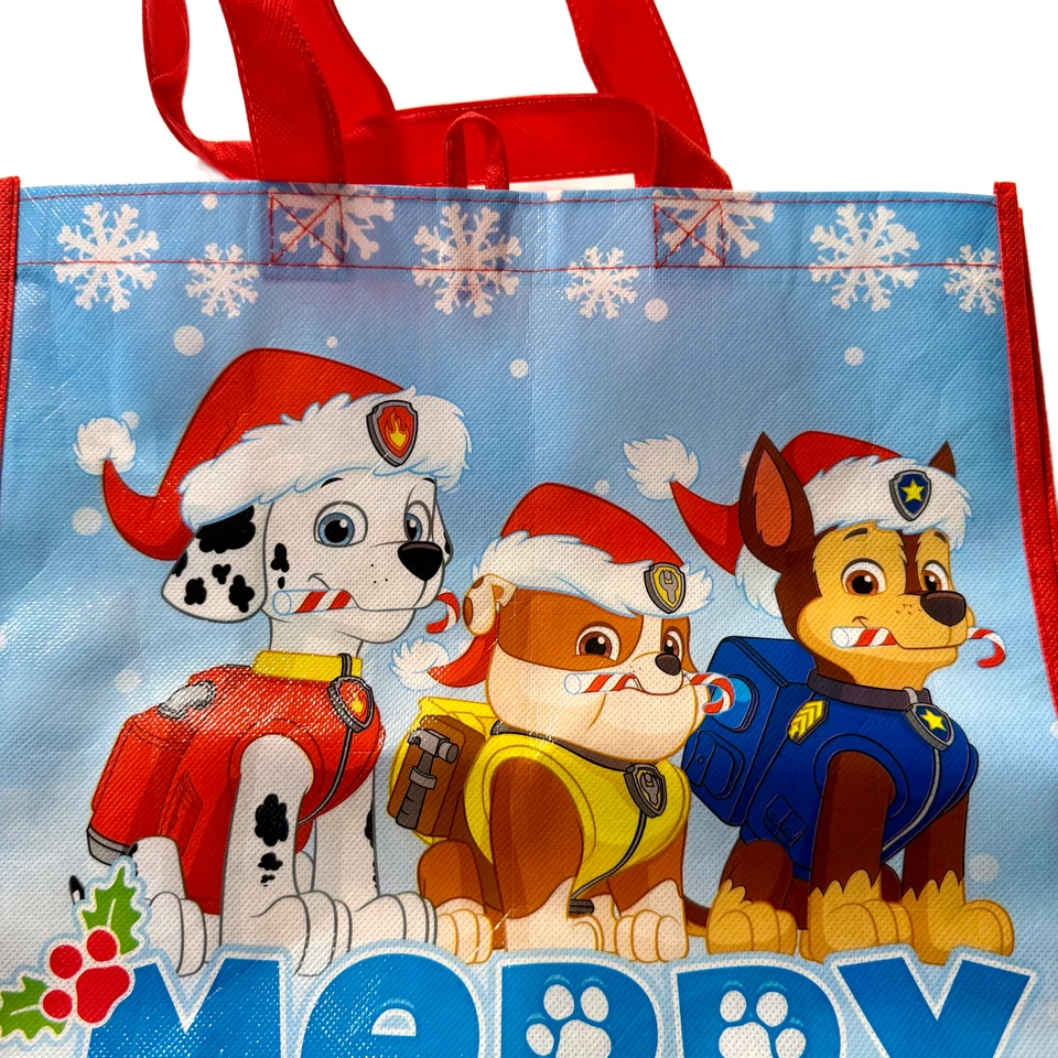 Nickelodeon Paw Patrol Reusable Tote Gift Bag 13" X 15" X 7" Merry Christmas