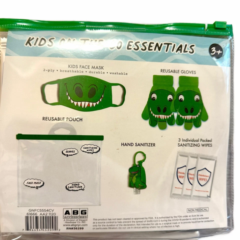 Kids Essentials Flu / Cold Season Face Mask Hand Sanitizer Gloves NWT