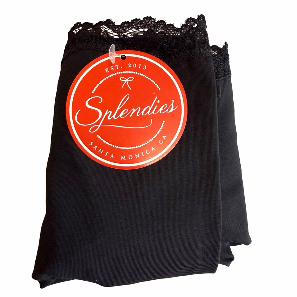 Splendies Millie Cotton Cheeky Panties Size 4X Black Lace NWT