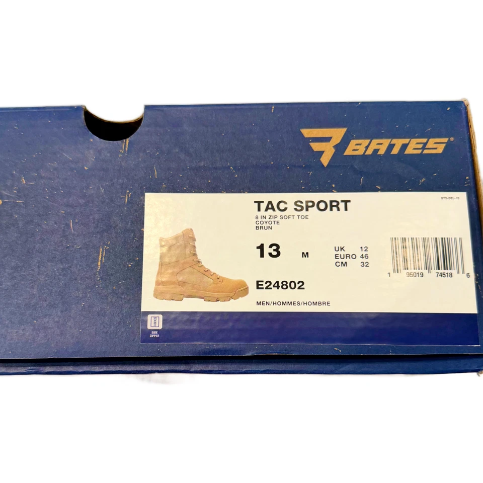Bates E24802 Men's Tac Sport 8" Zip-up Tactical Boot, Coyote Size 13 NIB