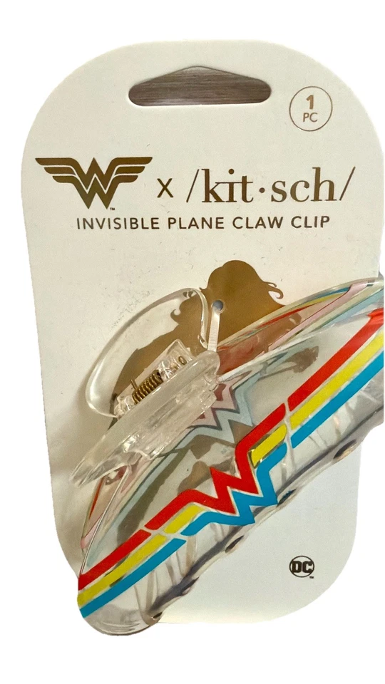 Kitsch x Wonder Woman DC Comics Shark Claw Hair Clips New Clear w/ W Emblem