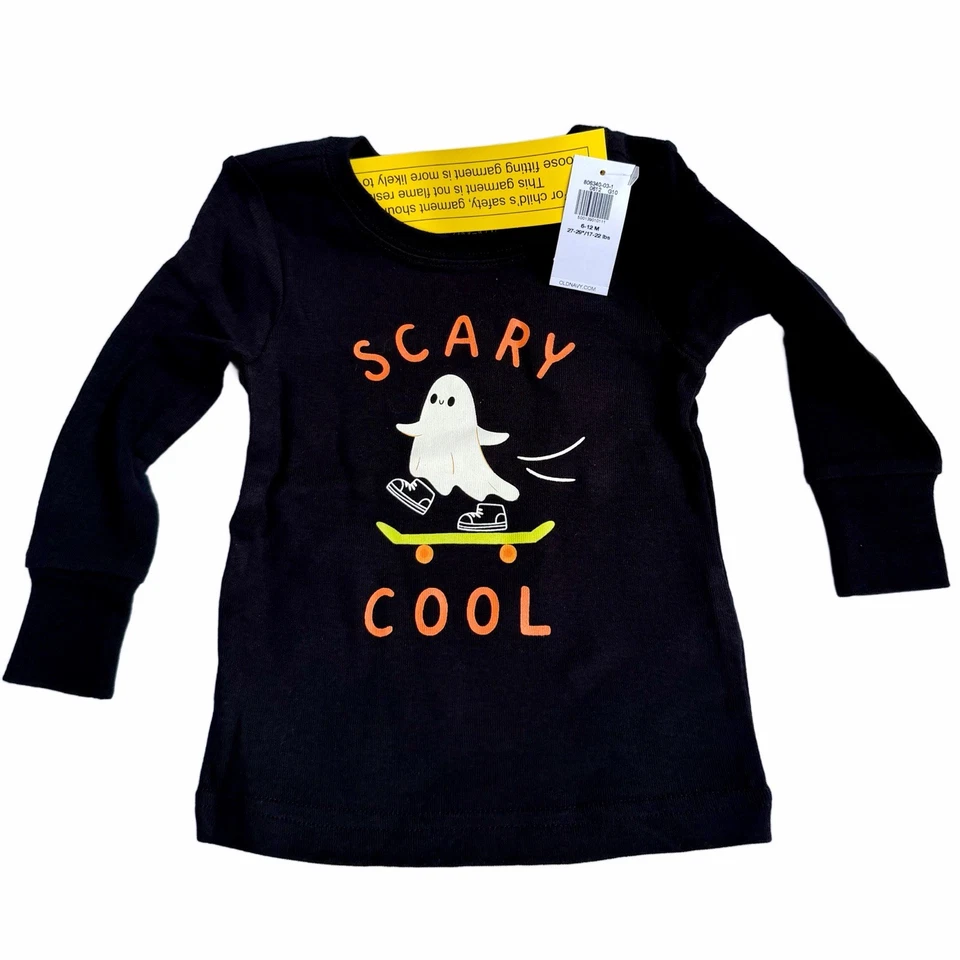 Halloween Baby 2pc PJs Ghost Skateboard 6-12 Months Long Sleeve Top Pants NWT