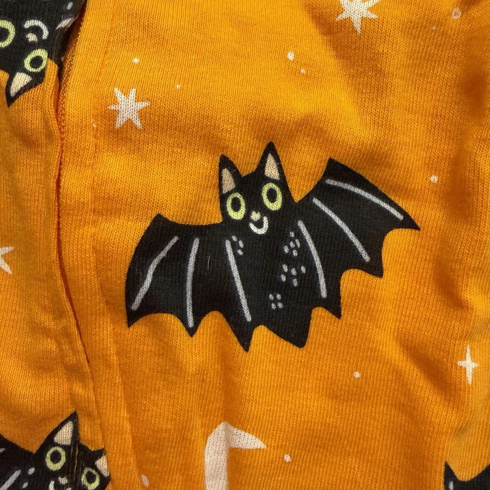 Halloween Baby Zip Sleep & Play PJs Orange Black Bats 0-3 Months Long Sleeve NWT