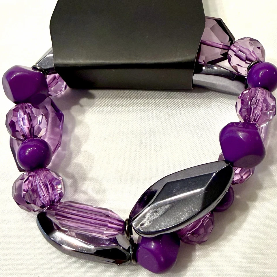 Purple Beaded Mixed Custom Jewelry Lot Necklace 2 Bracelets 2 Earrings NEW