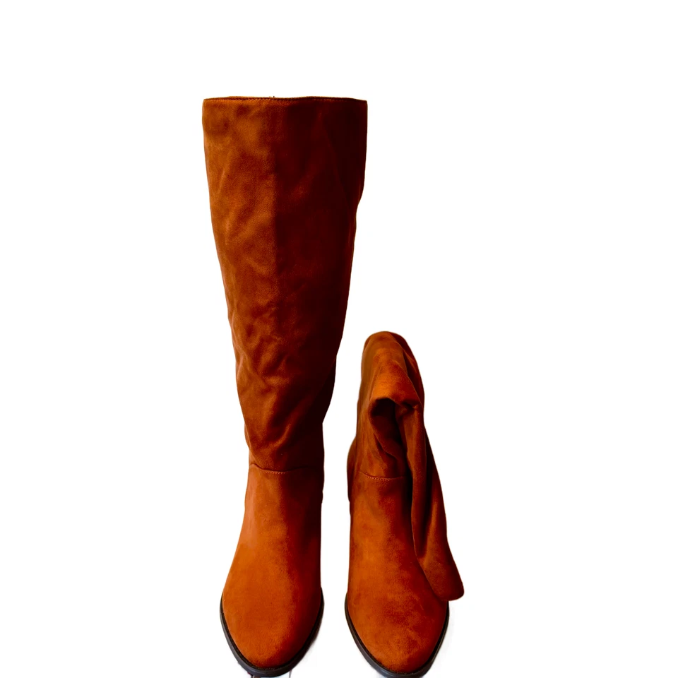 Women's Felicity Boots Size 11 Wide Mid-Calf Suede Copper 2" Heel NIB