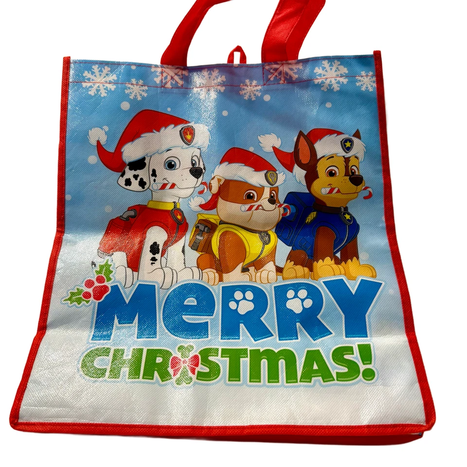 Nickelodeon Paw Patrol Reusable Tote Gift Bag 13" X 15" X 7" Merry Christmas