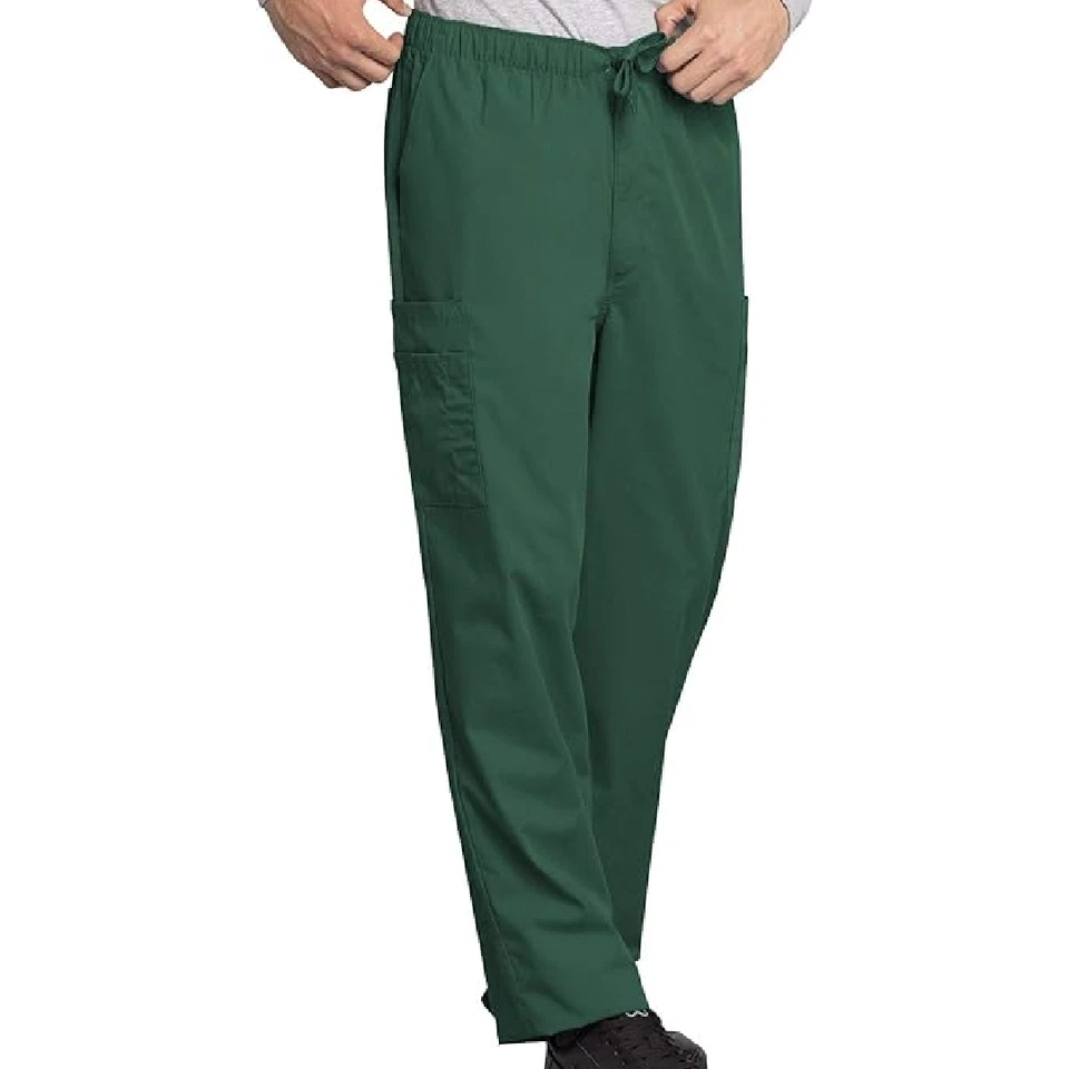 Cherokee Mens Scrub Size Large Pants Workwear 7 Pocket Cargo Hunter Green 4000