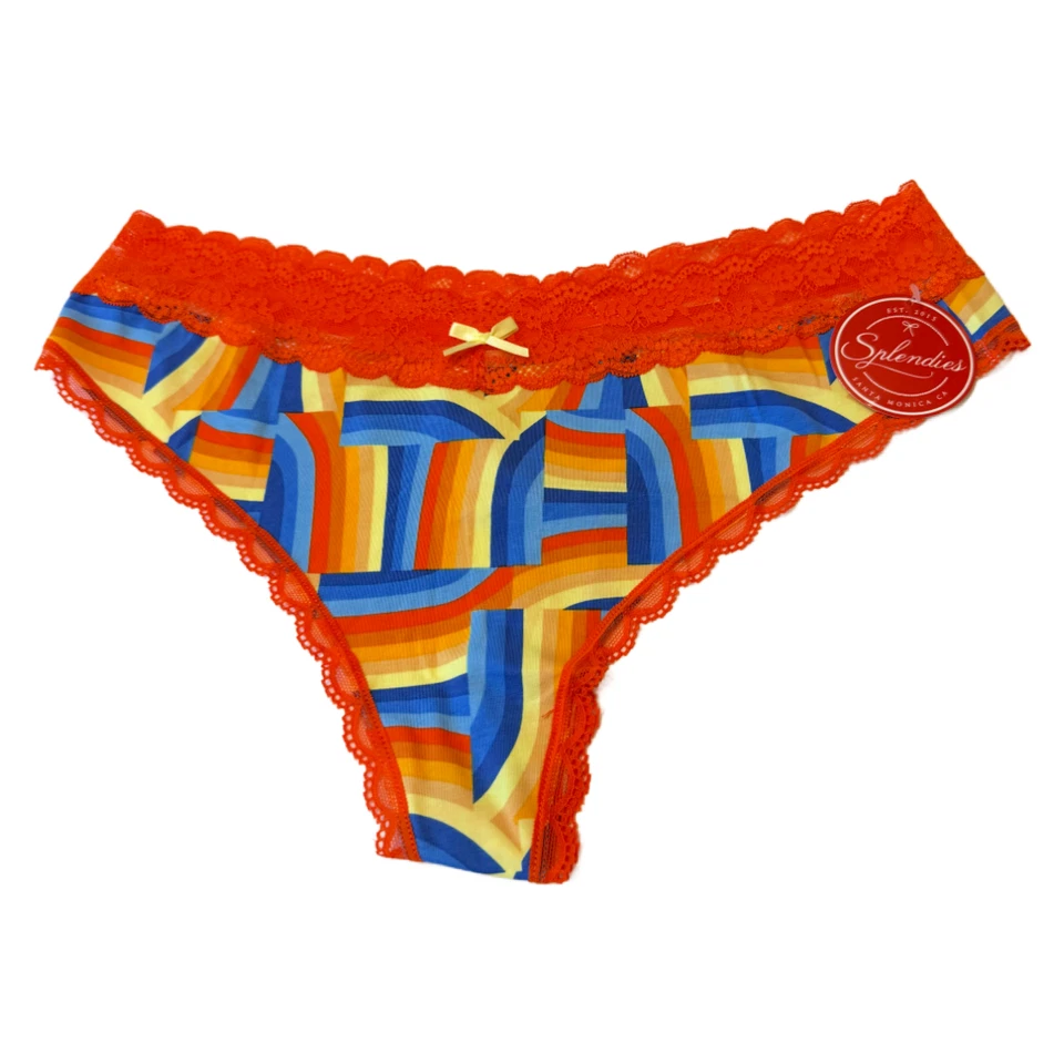 Splendies Size 2X Solene Thong New Pair of Underwear Colorful Orange Blue Yellow