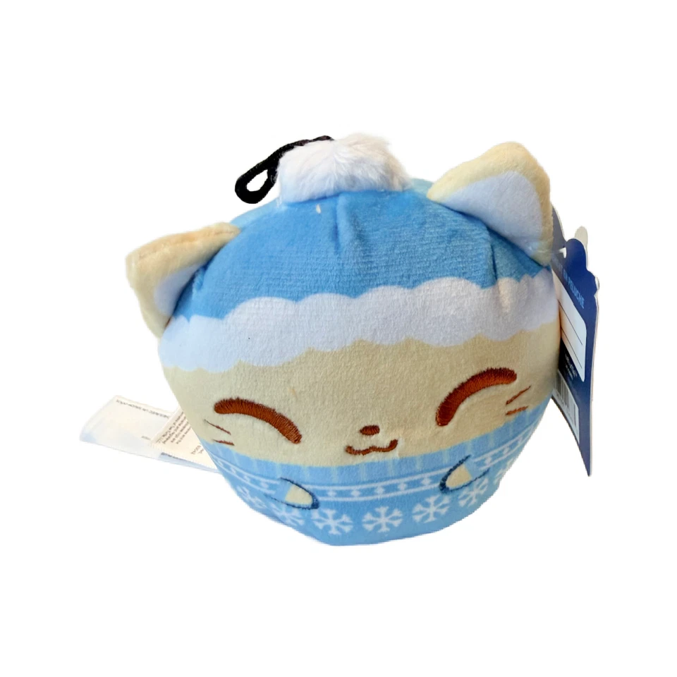 Lot of 3 Holiday Plush Ornaments 3" Kawaii Festive Stuffed Animal Cat/Fox NWT