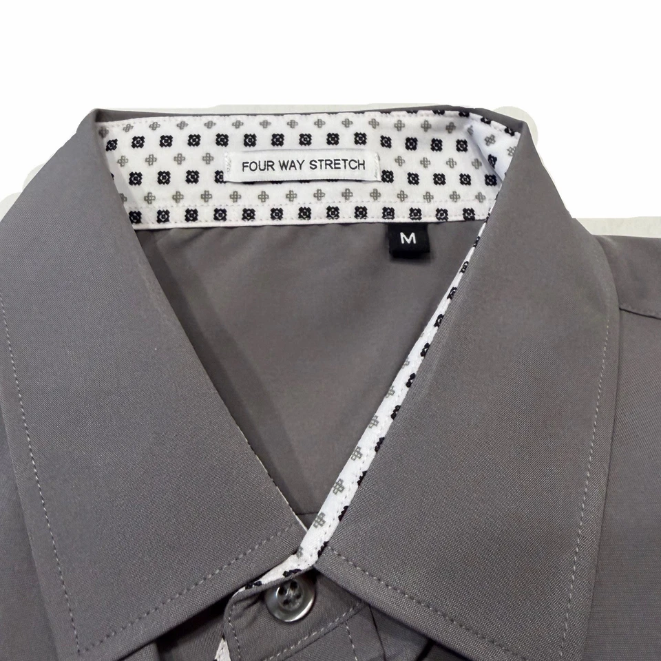 Alex Vando Charcoal Size Medium Mens Dress Shirt Regular Fit Long Sleeve New