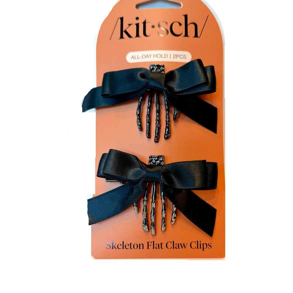 Kit•sch New Lot of 6 Sets Black Hair Barrettes, Clips & Scrunchies Spider Ghost