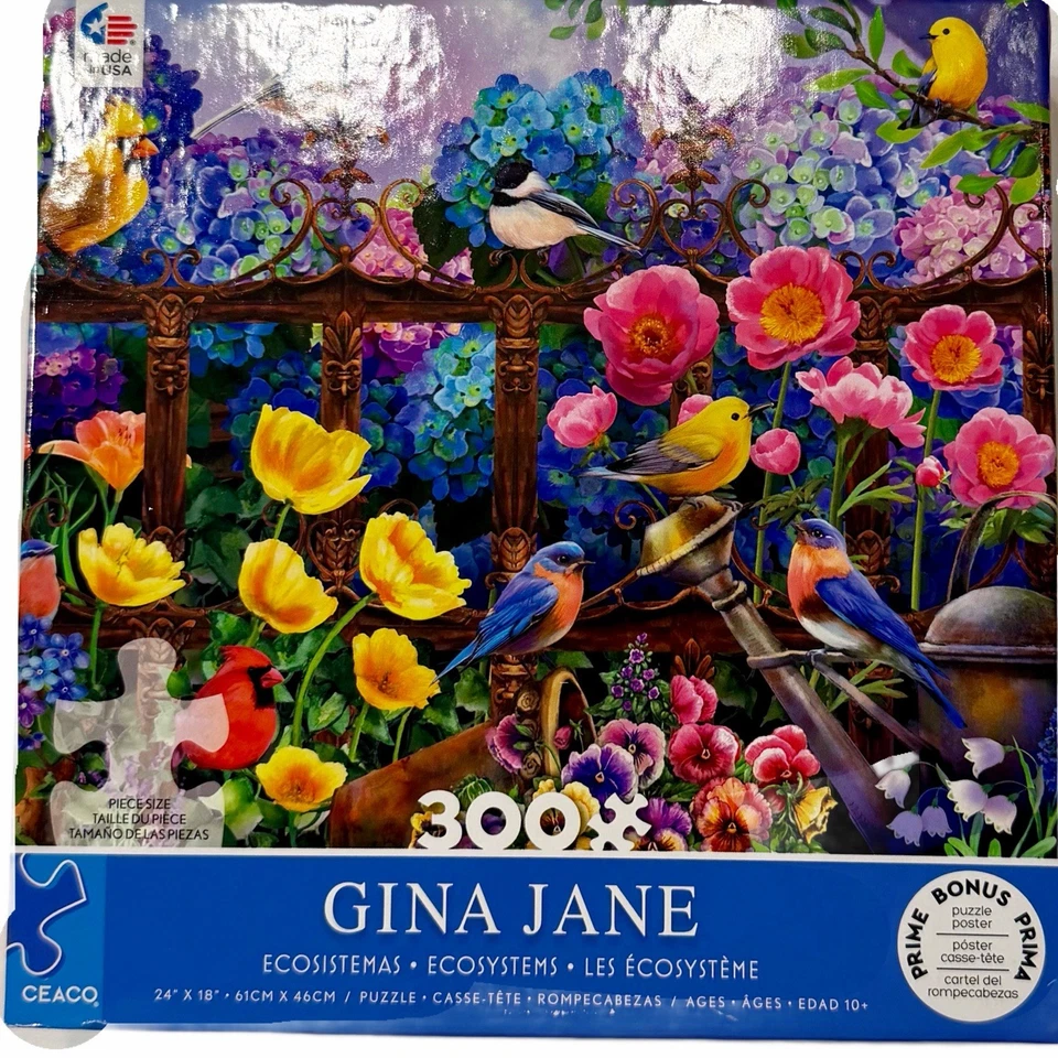 Lot of 2 SEALED Jigsaw Puzzles (500 & 300 Pieces) Violin Music, Birds w/ Flowers