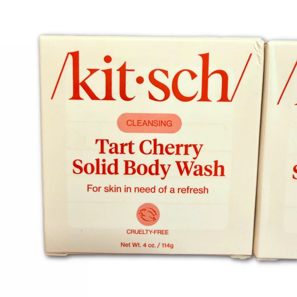 Kit•sch Cleansing Tart Cherry Solid Body Wash Bar Lot of 2 BNIB Kitsch Soap